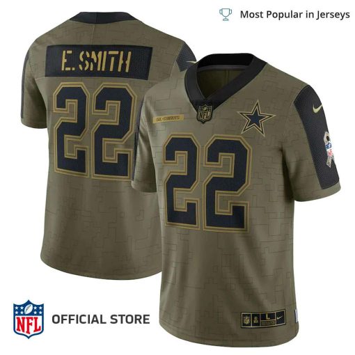 NFL Jersey Men’s Dallas Cowboys Emmitt Smith Jersey Olive 2021 Salute To Service Retired Player Limited Jersey