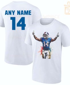 Personalized T Shirts Stefon Diggs Buffalo Bills Best White NFL Shirt Custom Name and Number