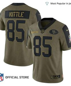 NFL Jersey Men’s San Francisco 49ers George Kittle Jersey Olive 2021 Salute To Service Limited Player Jersey