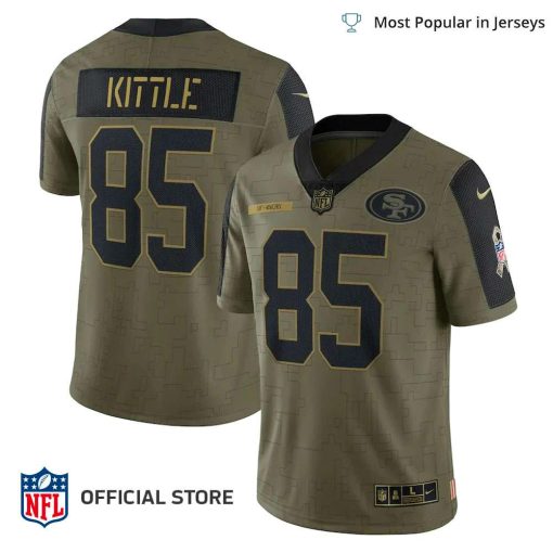 NFL Jersey Men’s San Francisco 49ers George Kittle Jersey Olive 2021 Salute To Service Limited Player Jersey