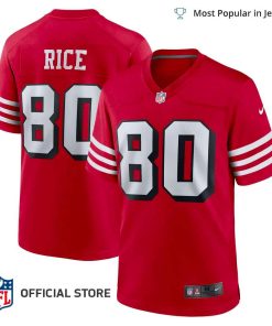 NFL Jersey Men’s San Francisco 49ers Jerry Rice Jersey Scarlet Retired Alternate Game Jersey