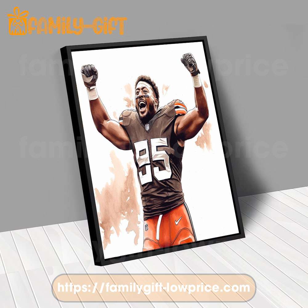 Myles Garrett watercolor, Cleveland Browns wall art, Cleveland