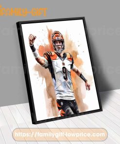 Watercolor Poster Joey Burrows Cincinnati Bengals Wall Decor Posters - Premium Poster for Room