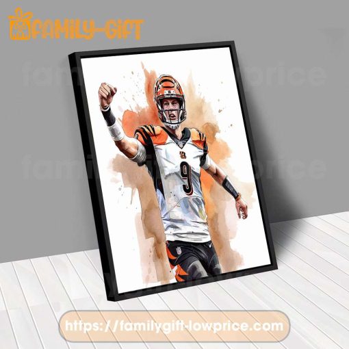 Watercolor Poster Joey Burrows Cincinnati Bengals Wall Decor Posters – Premium Poster for Room