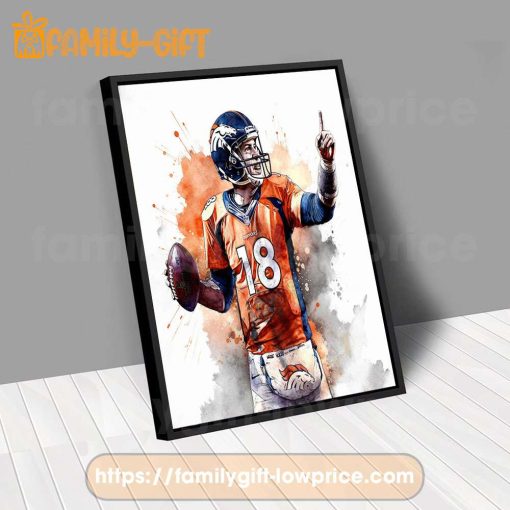 Watercolor Poster Peyton Manning Broncos Wall Decor Posters – Premium Poster for Room
