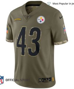 NFL Jersey Men’s Pittsburgh Steelers Troy Polamalu Jersey Olive 2022 Salute To Service Retired Player Limited Jersey