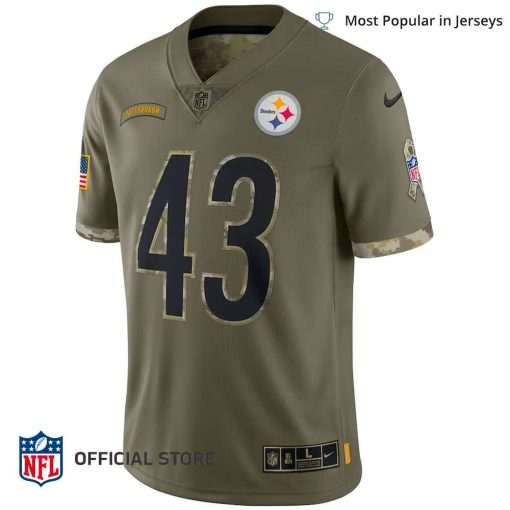 NFL Jersey Men’s Pittsburgh Steelers Troy Polamalu Jersey Olive 2022 Salute To Service Retired Player Limited Jersey