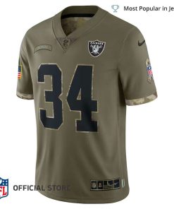 NFL Jersey Men’s Bo Jackson Raiders Jersey Olive 2022 Salute To Service Retired Player Limited Jersey