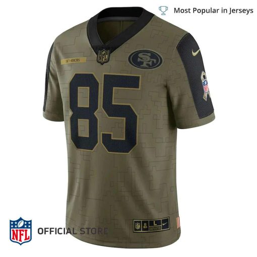 NFL Jersey Men’s San Francisco 49ers George Kittle Jersey Olive 2021 Salute To Service Limited Player Jersey