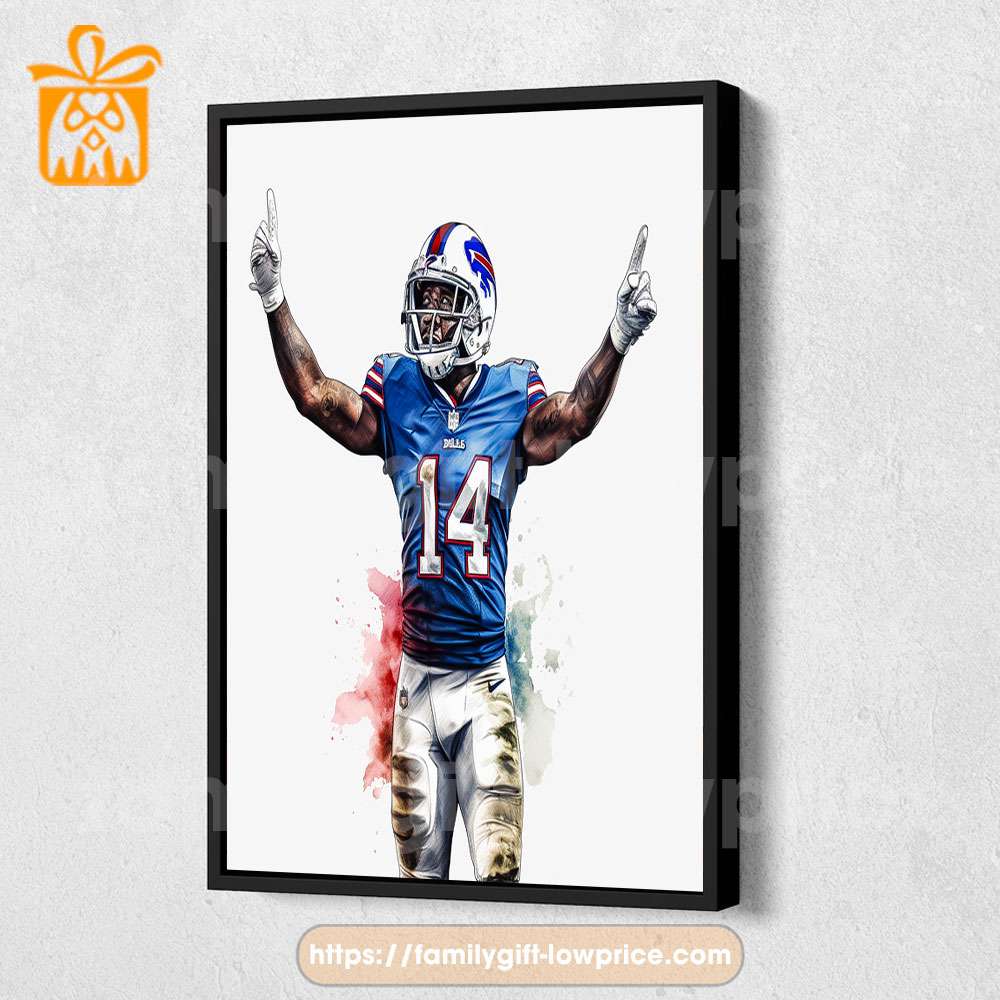 Stefon Diggs watercolor, Buffalo Bills wall art, Buffalo Bills