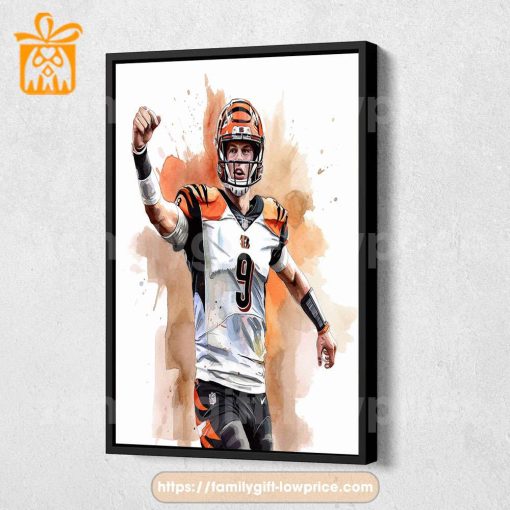 Watercolor Poster Joey Burrows Cincinnati Bengals Wall Decor Posters – Premium Poster for Room