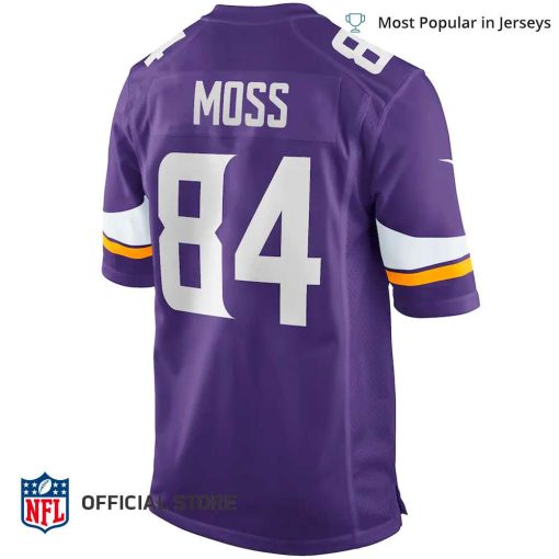 NFL Jersey Men’s Minnesota Vikings Randy Moss Jersey Purple Game Retired Player Jersey