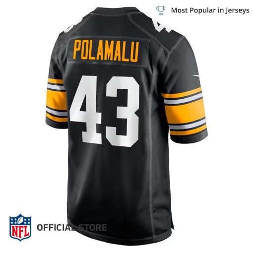 NFL Jersey Men’s Pittsburgh Steelers Troy Polamalu Jersey Black Retired Player Jersey