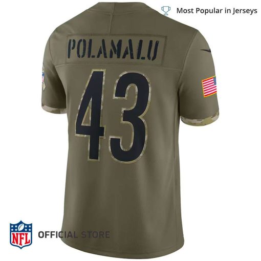 NFL Jersey Men’s Pittsburgh Steelers Troy Polamalu Jersey Olive 2022 Salute To Service Retired Player Limited Jersey