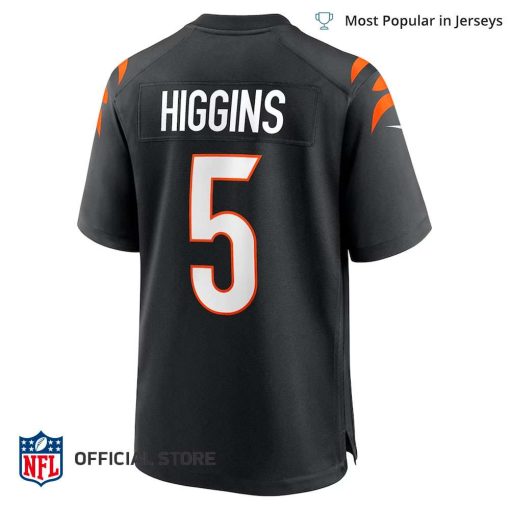 NFL Jersey Men’s Cincinnati Bengals Tee Higgins Jersey Black Game Player Jersey