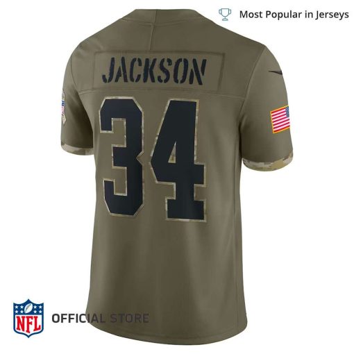 NFL Jersey Men’s Bo Jackson Raiders Jersey Olive 2022 Salute To Service Retired Player Limited Jersey