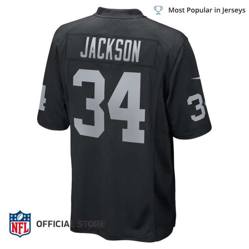 NFL Jersey Men’s Bo Jackson Raiders Jersey Black Game Retired Player Jersey