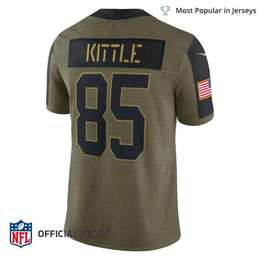 NFL Jersey Men’s San Francisco 49ers George Kittle Jersey Olive 2021 Salute To Service Limited Player Jersey