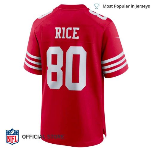 NFL Jersey Men’s San Francisco 49ers Jerry Rice Jersey Scarlet Retired Team Player Game Jersey