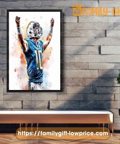 Watercolor Poster Justin Herbert Chargers Wall Decor Posters - Premium Poster for Room