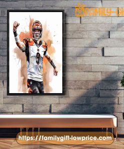 Watercolor Poster Joey Burrows Cincinnati Bengals Wall Decor Posters - Premium Poster for Room