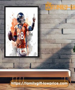 Watercolor Poster Peyton Manning Broncos Wall Decor Posters - Premium Poster for Room
