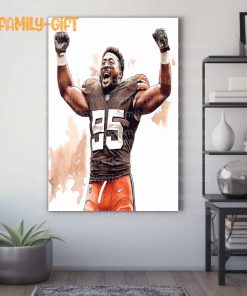 Watercolor Poster Myles Garrett Browns Wall Decor Posters – Premium Poster for Room