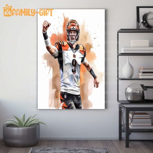 Watercolor Poster Joey Burrows Cincinnati Bengals Wall Decor Posters – Premium Poster for Room