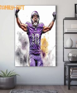 Watercolor Poster Justin Jefferson Vikings Wall Decor Posters – Premium Poster for Room