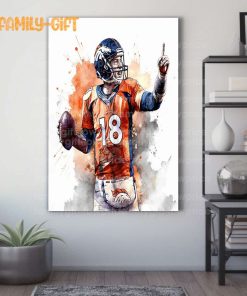 Watercolor Poster Peyton Manning Broncos Wall Decor Posters - Premium Poster for Room