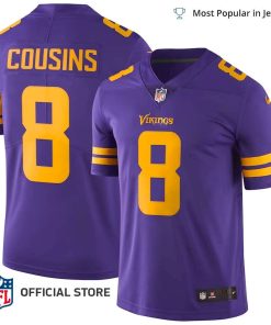 NFL Jersey Men’s Minnesota Vikings Kirk Cousins Jersey Purple Color Rush Vapor Untouchable Limited Jersey