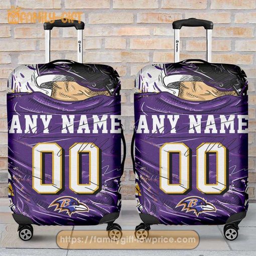 Baltimore Ravens Jersey Personalized Jersey Luggage Cover Protector – Custom Name and Number