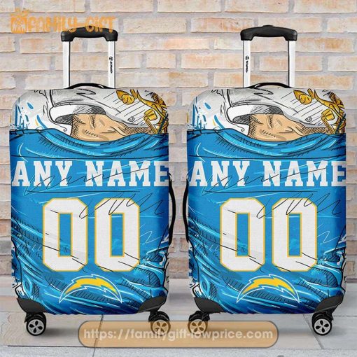 Los Angeles Chargers Jersey Personalized Jersey Luggage Cover Protector – Custom Name and Number