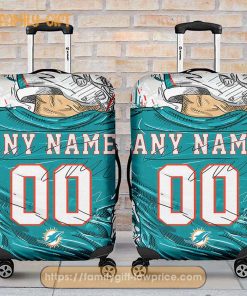 Miami Dolphins Jersey Personalized Jersey Luggage Cover Protector – Custom Name and Number