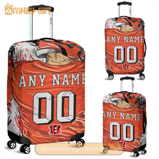 Cincinnati Bengals Jersey Personalized Jersey Luggage Cover Protector – Custom Name and Number