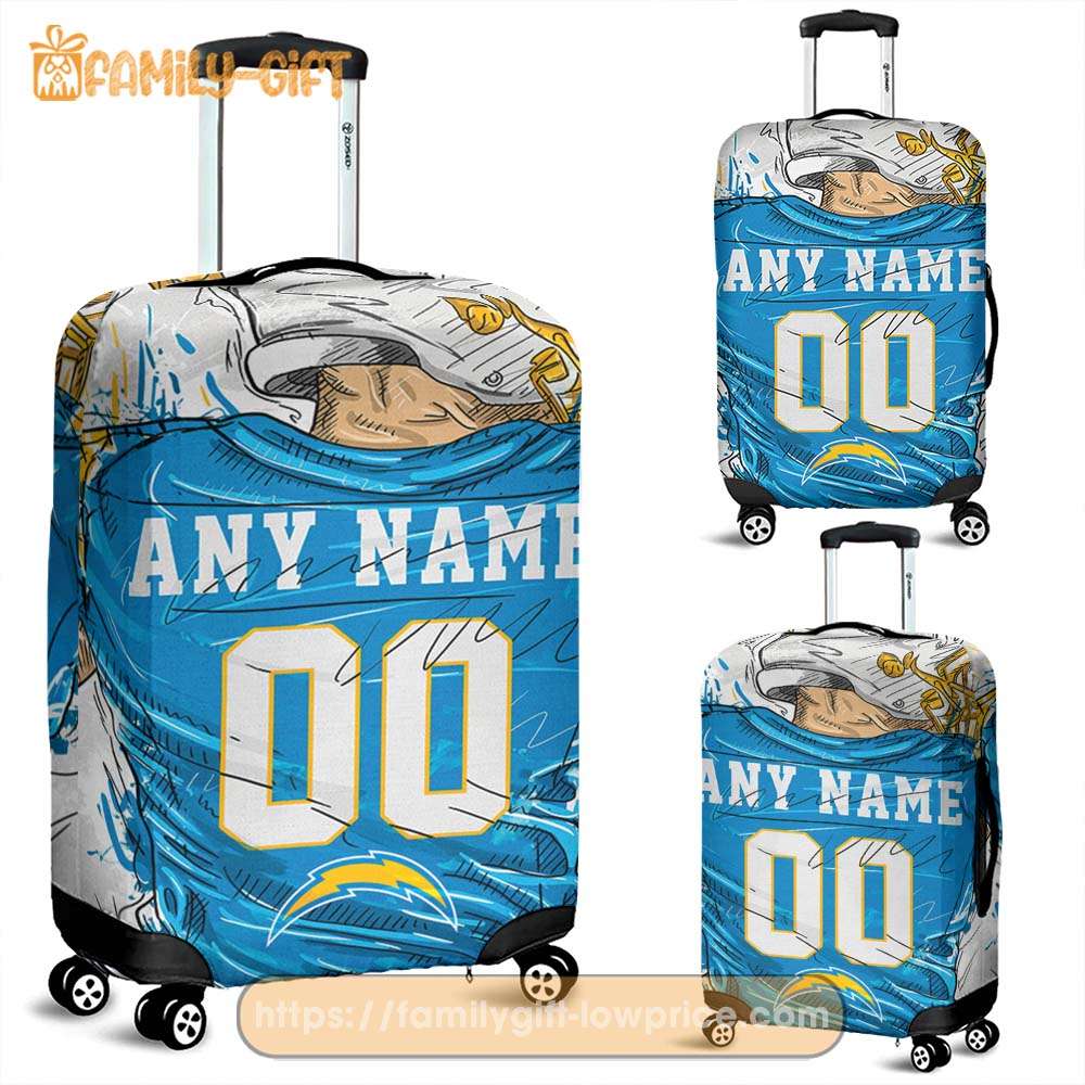 Los Angeles Chargers Jersey Personalized Jersey Luggage Cover Protector - Custom Name and Number