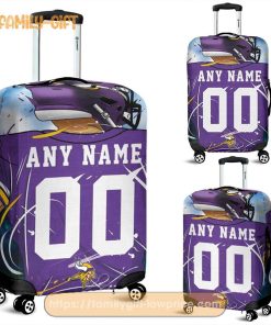 Custom Luggage Cover Minnesota Vikings Jersey Personalized Jersey Luggage Cover Protector