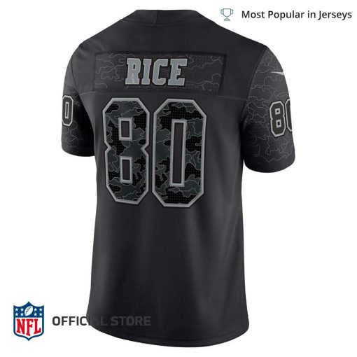 NFL Jersey Men’s San Francisco 49ers Jerry Rice Jersey Black Retired Player RFLCTV Limited Jersey
