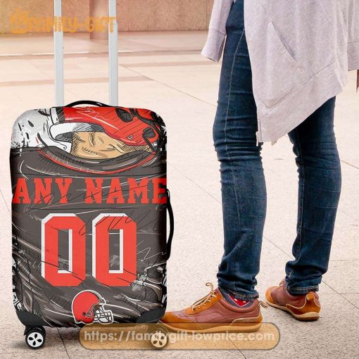 Cleveland Browns Jersey Personalized Jersey Luggage Cover Protector – Custom Name and Number