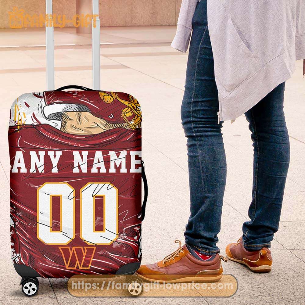 Washington Commanders Jersey Personalized Jersey Luggage Cover Protector - Custom Name and Number