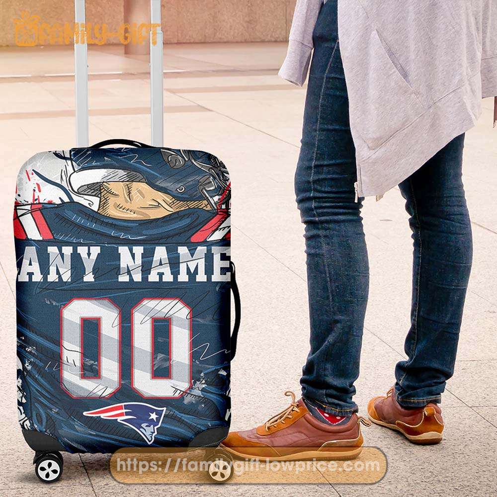 New England Patriots Jersey Personalized Jersey Luggage Cover Protector - Custom Name and Number