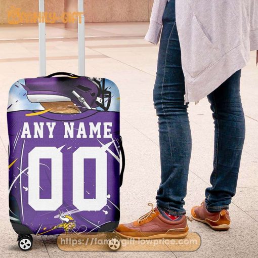 Custom Luggage Cover Minnesota Vikings Jersey Personalized Jersey Luggage Cover Protector