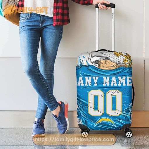 Los Angeles Chargers Jersey Personalized Jersey Luggage Cover Protector – Custom Name and Number