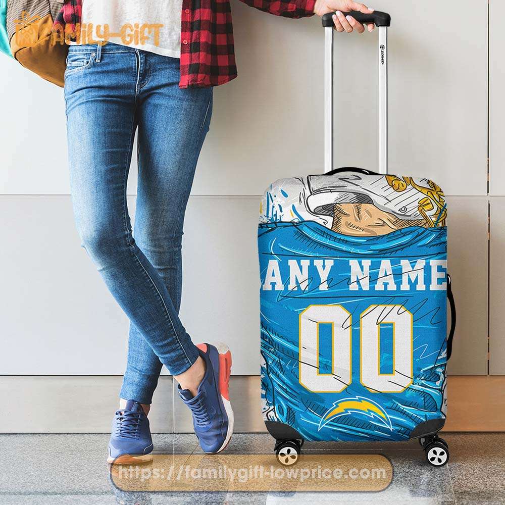 Los Angeles Chargers Jersey Personalized Jersey Luggage Cover Protector - Custom Name and Number