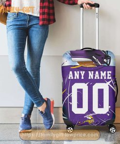 Custom Luggage Cover Minnesota Vikings Jersey Personalized Jersey Luggage Cover Protector