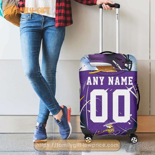 Custom Luggage Cover Minnesota Vikings Jersey Personalized Jersey Luggage Cover Protector