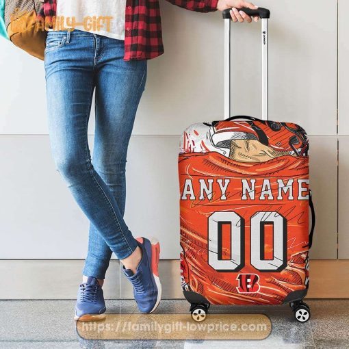 Cincinnati Bengals Jersey Personalized Jersey Luggage Cover Protector – Custom Name and Number