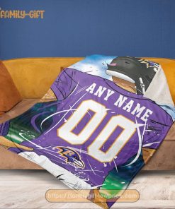 Personalized Jersey Baltimore Ravens Blanket - NFL Blanket - Cute Blanket Gifts for NFL Fans