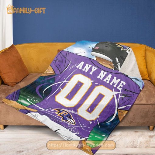 Personalized Jersey Baltimore Ravens Blanket – NFL Blanket – Cute Blanket Gifts for NFL Fans