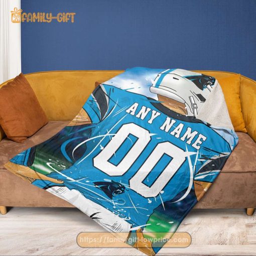 Custom Carolina Panthers Jersey Blanket – Personalized NFL Fan Gift